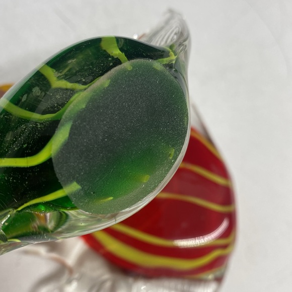 Handblown Glass Fish Paperweights Red Green Pair - Picture 10 of 15